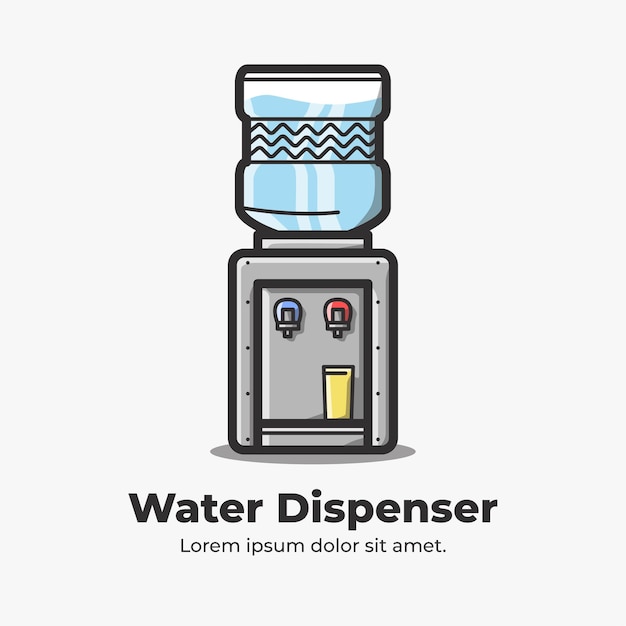 Water Dispenser Cute Flat Cartoon afbeelding