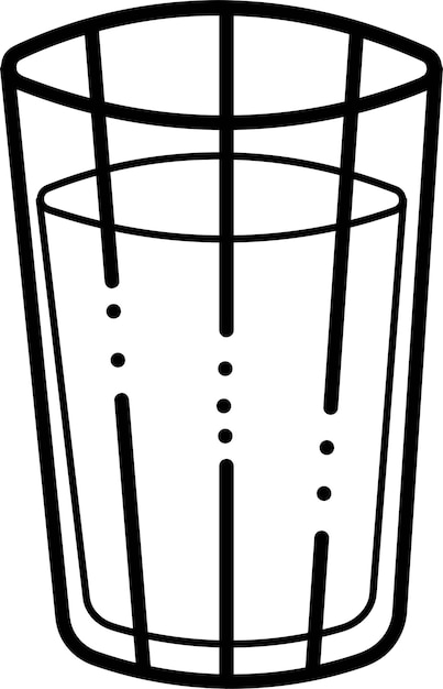 Water doodle2 Glass of water Black and white vector cartoon illustration