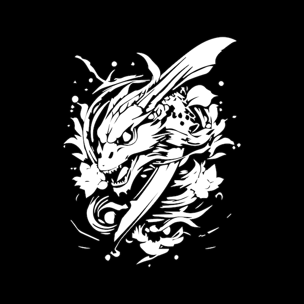 Vector water dragon japanese tatto design style