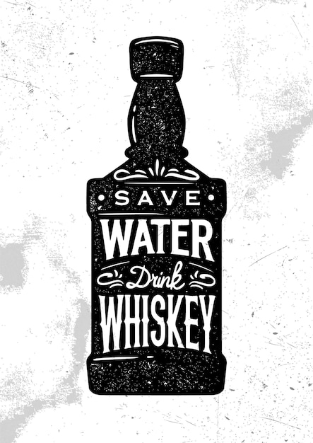 Water drinken Whisky Grappige whisky citaten poster banner Vintage tshirt afdrukken