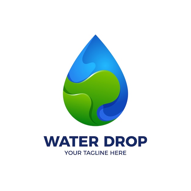 Water drop 3d gradient logo template