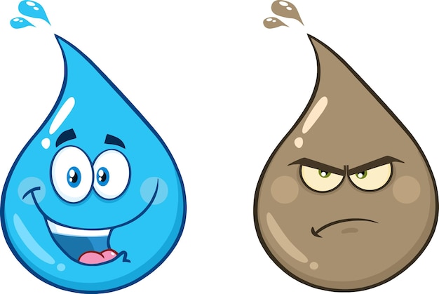 A water drop and a angry looking water drop