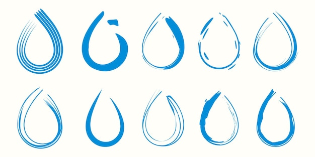 ベクトル 水滴ブラシロゴテンプレートベクトルイラストデザイン