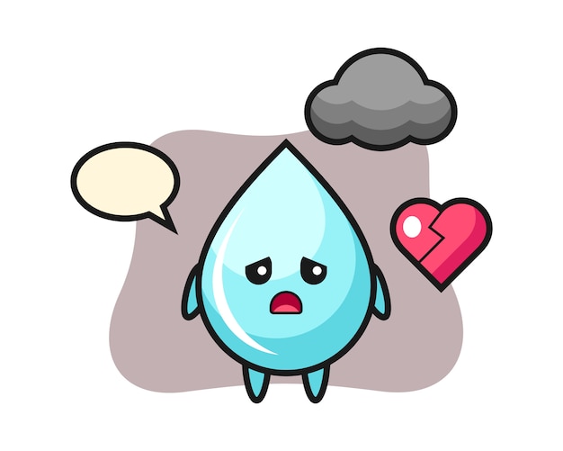 Water drop cartoon illustration is broken heart, cute style design for t shirt