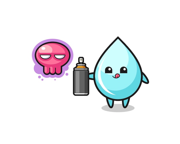 Water drop cartoon make a graffiti with a spray paint , cute design