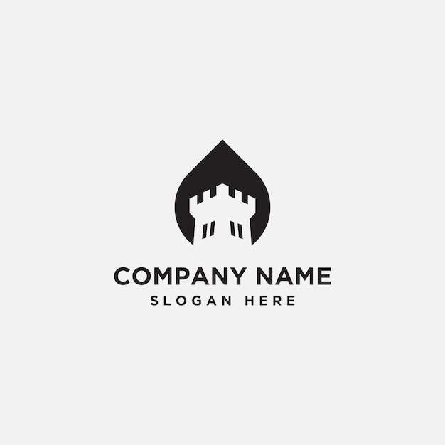 Water drop castle logo icon design template