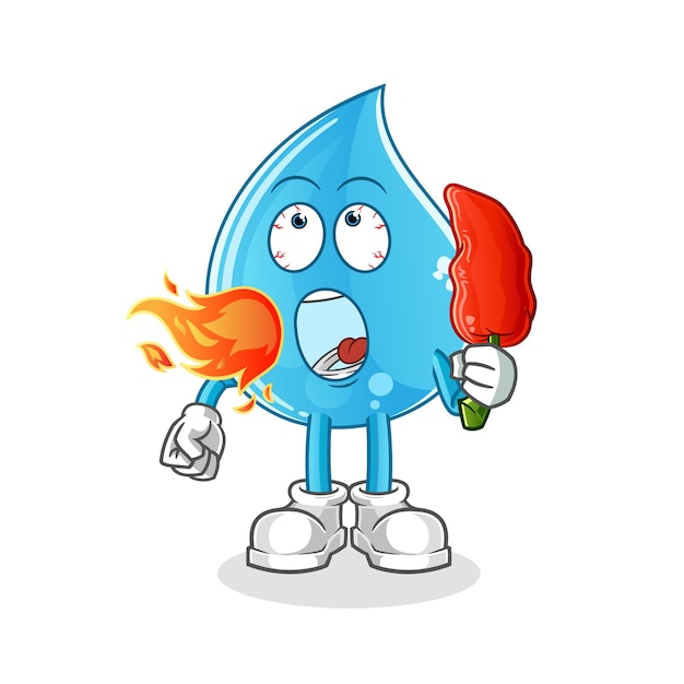 Water drop eat hot chilie mascot