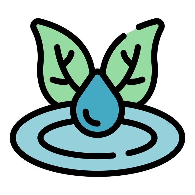 Icona di goccia d'acqua energia contorno vettore risorsa ecologica pianta elettrica colore piatto