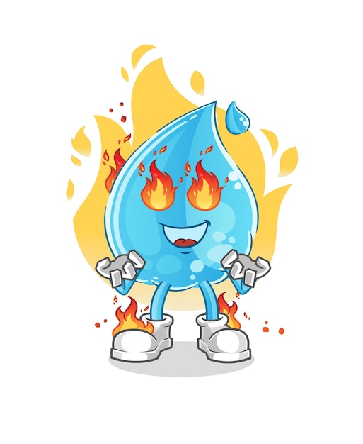 Water drop on fire mascot. cartoon vector