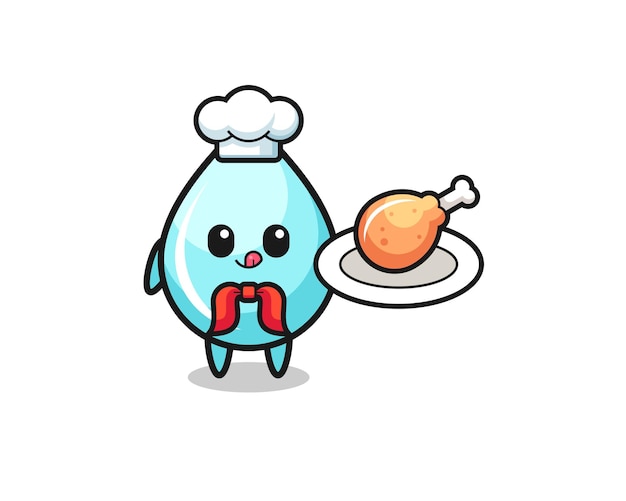 Water drop fried chicken chef cartoon character , cute design