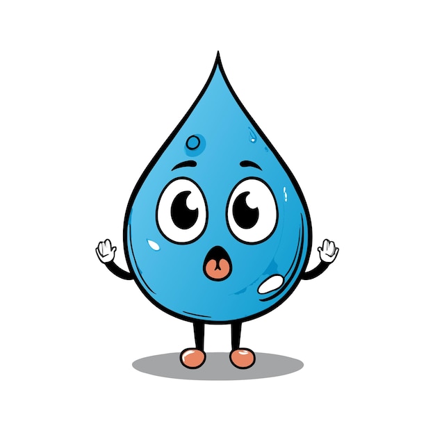 Water drop hand drawn flat stylish mascot cartoon character drawing sticker icon concept isolated