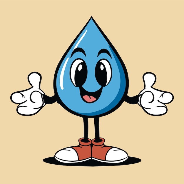 Vettore goccia d'acqua disegnata a mano piatta elegante mascotte personaggio di cartone animato disegno adesivo icona concetto isolato