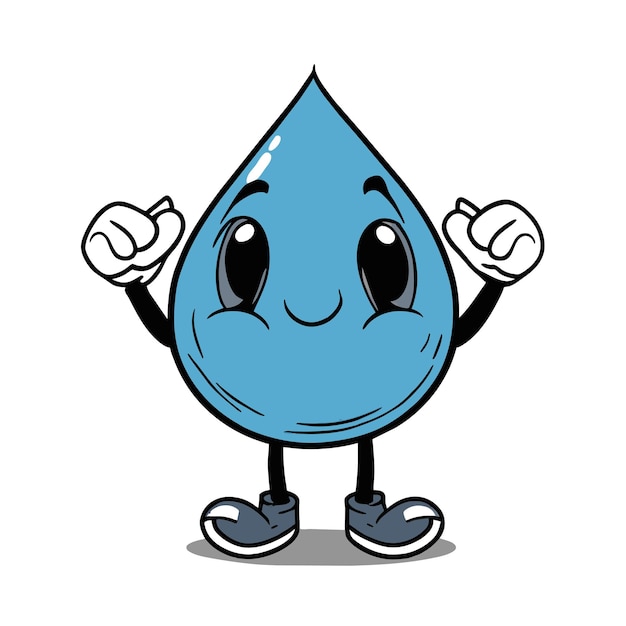 Water drop hand drawn flat stylish mascot cartoon character drawing sticker icon concept isolated