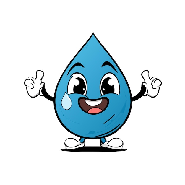 Water drop hand drawn flat stylish mascot cartoon character drawing sticker icon concept isolated