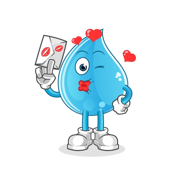 Water drop hold love letter illustration