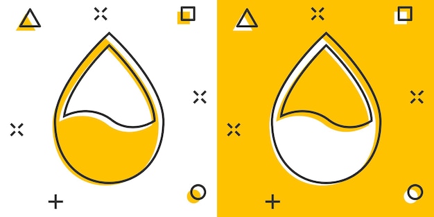 Иконка капли воды в комическом стиле. Пиктограмма векторной карикатуры капли дождя.