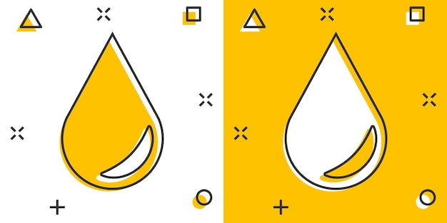 Иконка капли воды в комическом стиле. пиктограмма векторной карикатуры капли дождя.