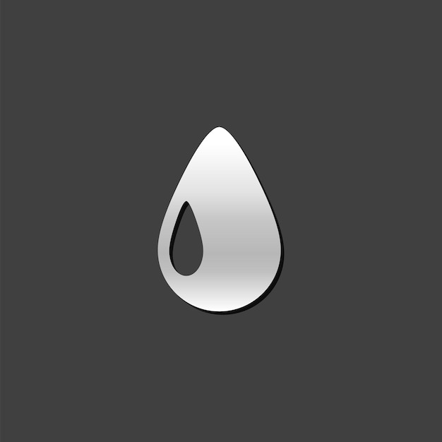 Vector water drop icon in metallic grey color stylenature ecology environment