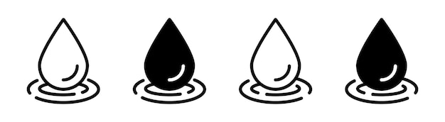 Water drop icons Vector droplet icons Raindrop icon