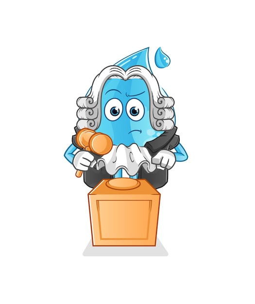 Water drop judge holds gavel. character vector