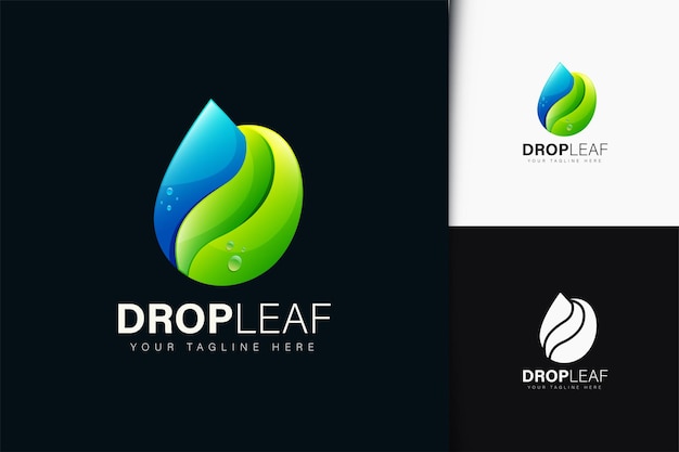 Water drop and leaf logo design with gradient