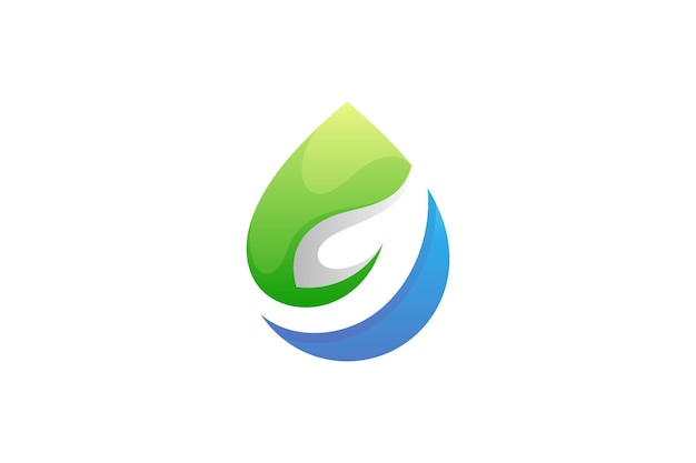 Water drop and leaf simple logo design