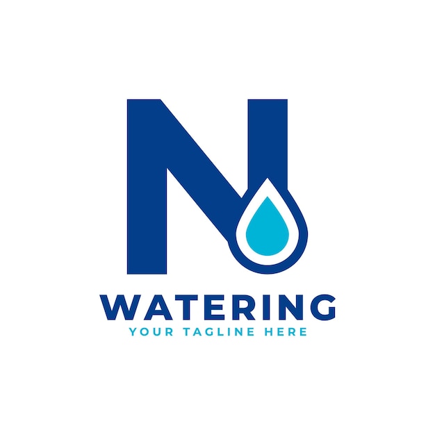 Water Drop Letter N Initial Logo Usable for Nature and Branding Logos Flat Vector Logo Design Ideas