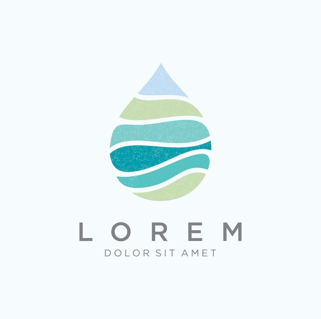 Vettore icona del modello di progettazione dell'onda d'acqua colorata grafica con logo a goccia d'acqua