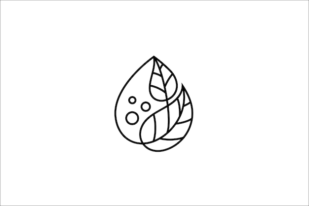 Illustrazione vettoriale del logo goccia d'acqua combinata con il design delle foglie