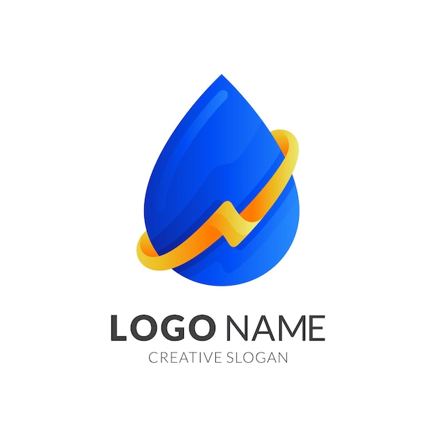 Logo goccia d'acqua con design tuono