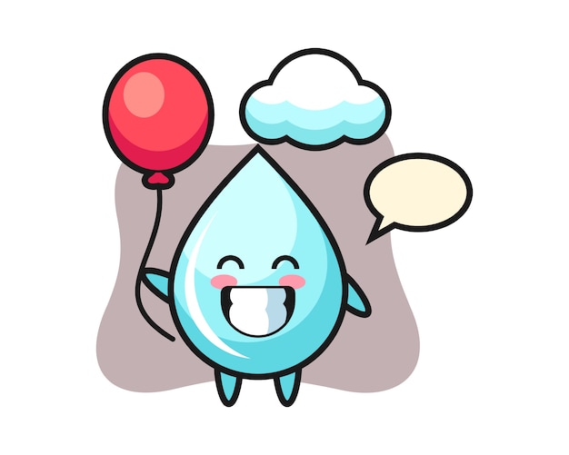 Vector water drop mascot illustration is playing balloon, cute style design for t shirt