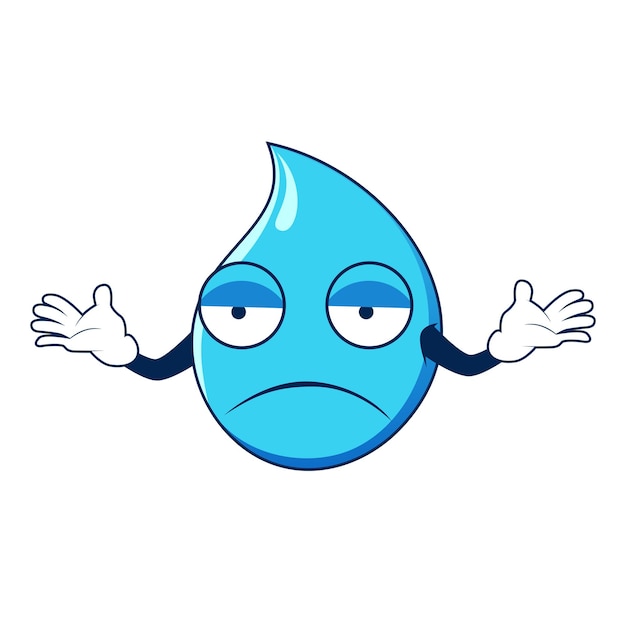 Vector water drop mascot with confused gesture vector illustration isolated on white background