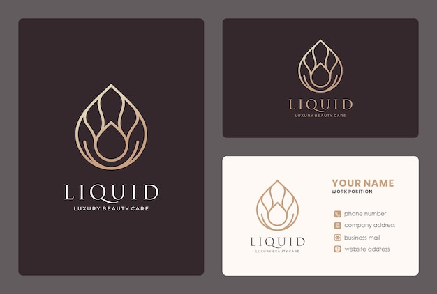 Vector water drop / natural oil logo design with business card template.