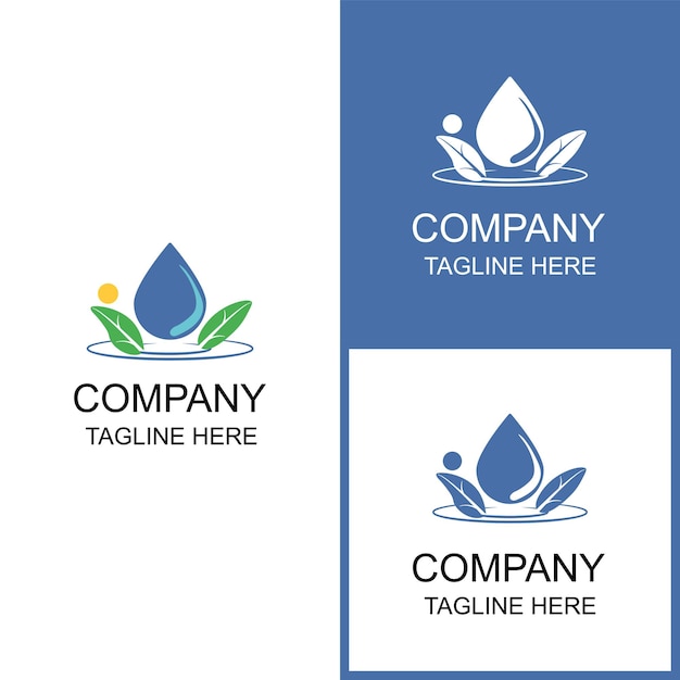 Water drop and nature logo design can be used for branding and business