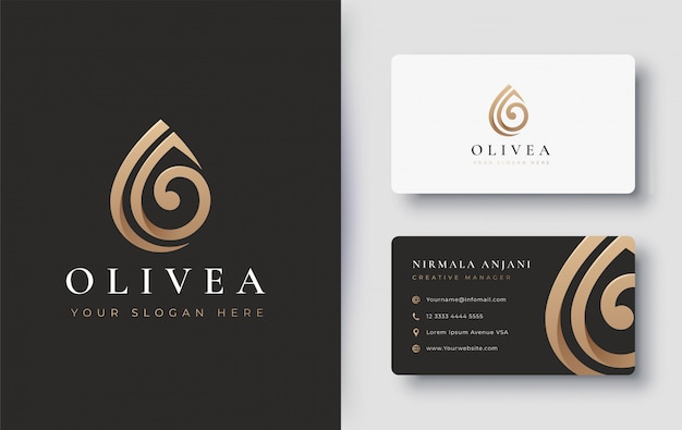 Water drop / olive oil logo and business card design