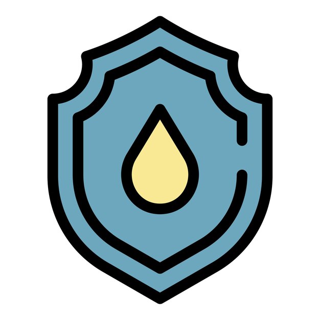 Vector water drop shield icon outline water drop shield vector icon color flat isolated