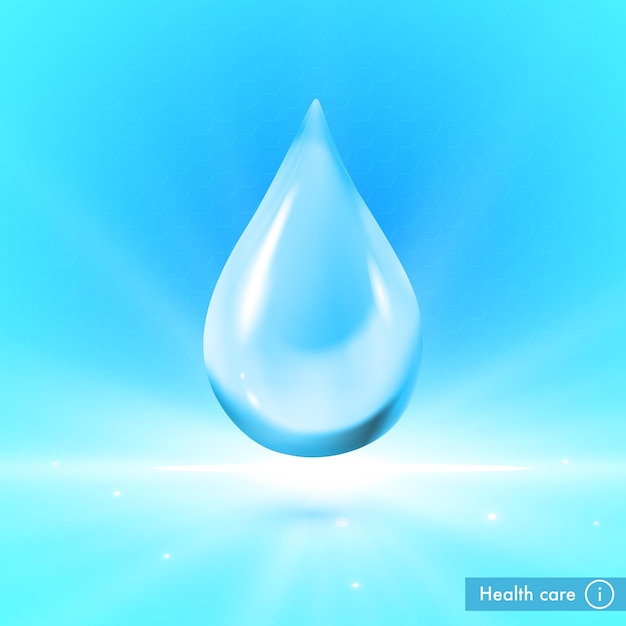 Water drop vector background Blue vitamin for beauty treatment nutrition skin care Medical concept