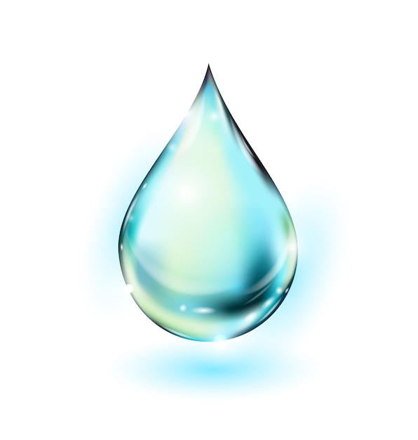 Water drop vector illustration. Clean water drop isolated on white. Falling water drop. Vector water drop.