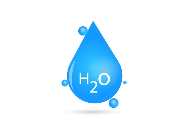 Water drop vector with h2o text