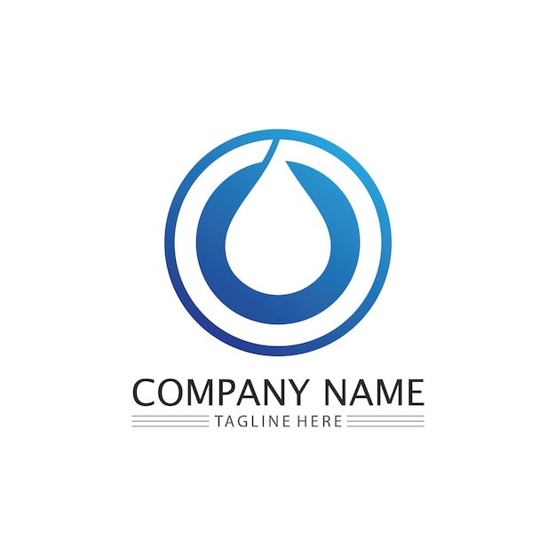 Капля воды и волна значок шаблон логотипа векторные иллюстрации дизайн