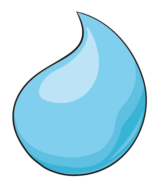 Vector water drop with blue interior and shiny effect in cartoon style