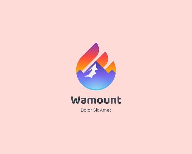 Water drop with creative mountain gradient logo