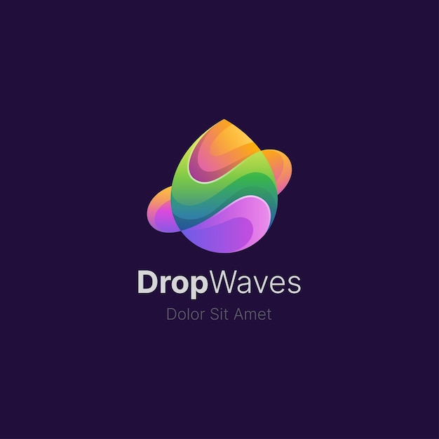 Water drop with gradient waves logo