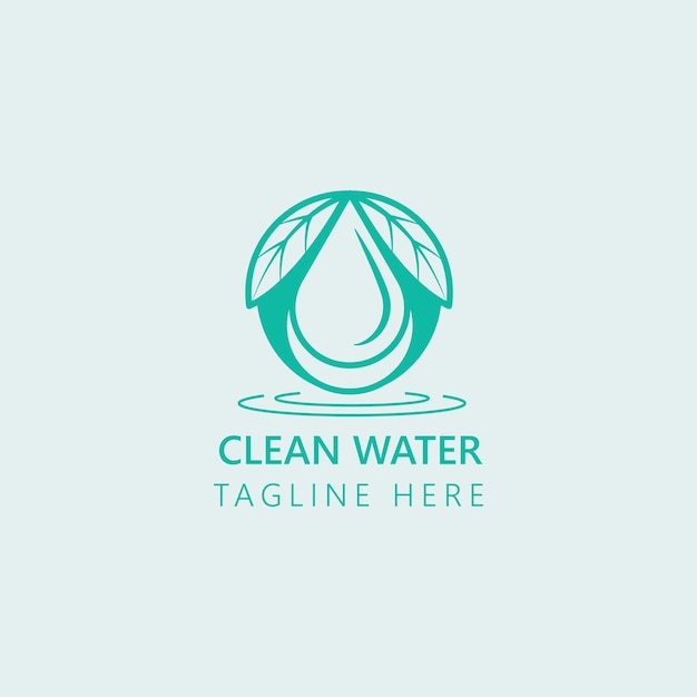 water drop with leaf logo for clean water concept illustration