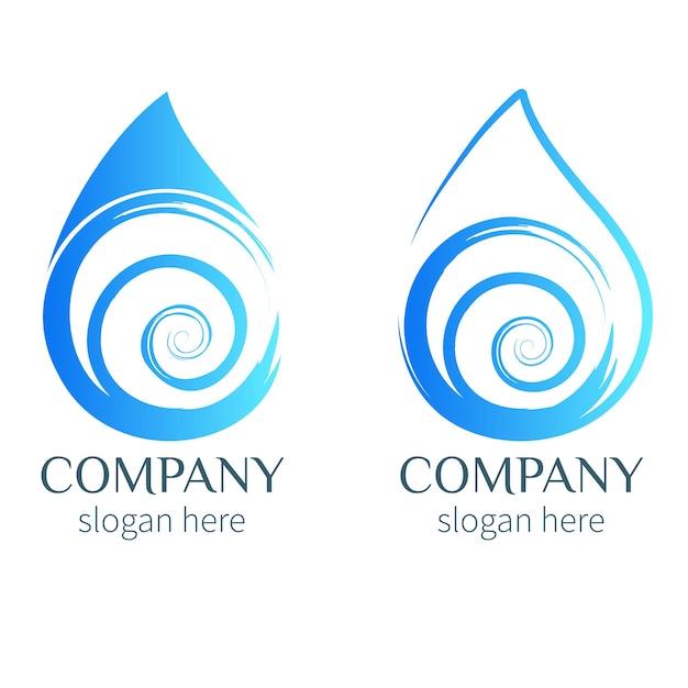 Goccia d'acqua con design del logo dell'onda.