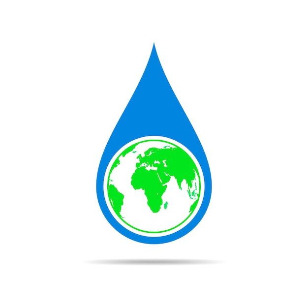 Water drop with a world map Vector illustration