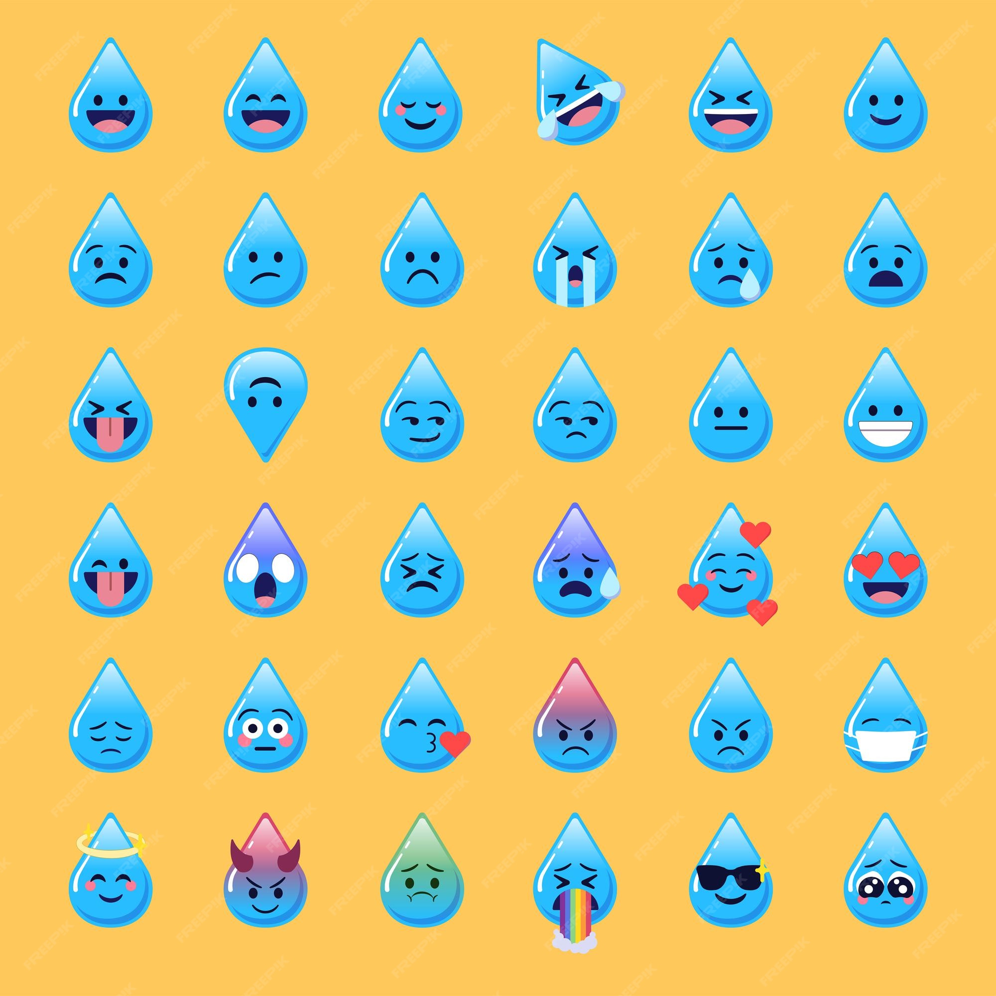 Premium Vector Water droplet emoji faces with cute expressions for