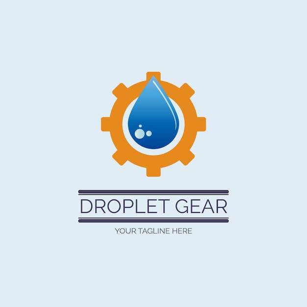 Water droplet gear mechanic logo template design for brand or company and other