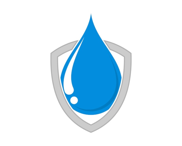 Vector water droplet inside to shield protection logo