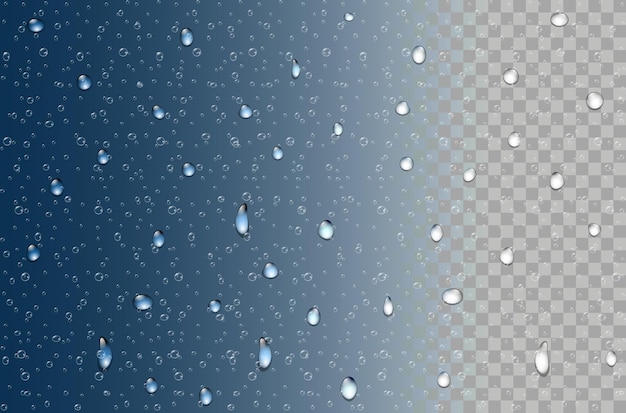 Water droplets on a transparent glass. Rain drops on window.